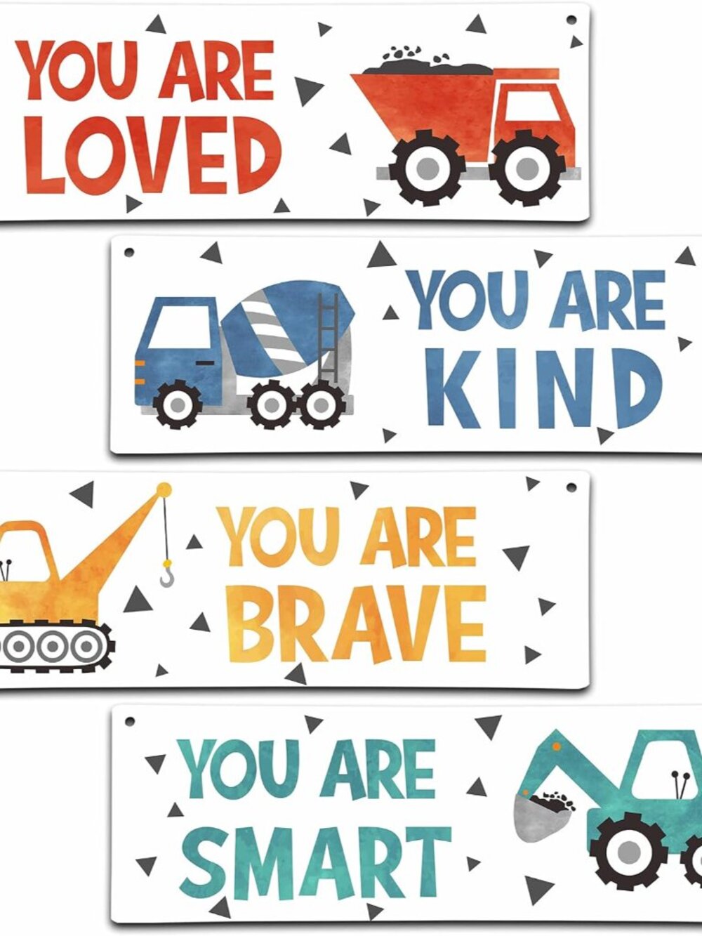 4 Pieces Construction Vehicles Decor Kids Room Wall Decor Wooden Sign